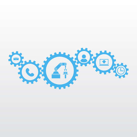 Gears with icons. Marketing mechanism concept.のイラスト素材