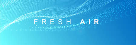 Particle waves showing a stream of clean fresh air. Flowing particles with depth of field. Air flow. Vector illustration.のイラスト素材