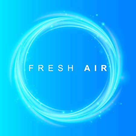 Swirling blue waves with a fresh aroma. Rotated waves showing clean fresh air. Vector illustration.のイラスト素材