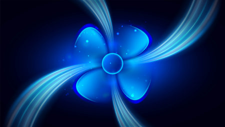 Fan with air waves flow. Ventilator refrigeration, air conditioning, climate control. Air ventilation.の写真素材