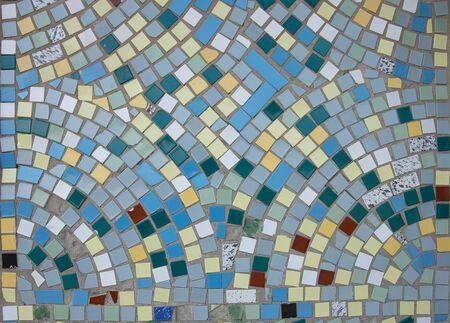 abstract background from small mosaic, square shape, primary colors, blue, yellowの写真素材