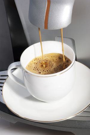 espresso machine and coffee cup の写真素材
