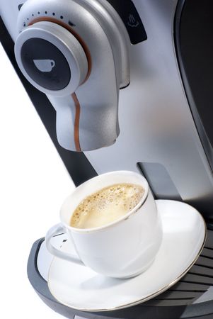 espresso machine and coffee cup の写真素材