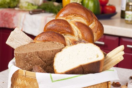 Basket with bread. Close up shoot