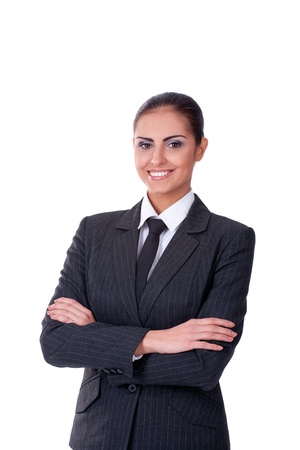Young sucsessful businesswoman looking on camera and smilingの写真素材