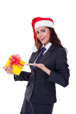 businesswoman wearing a santaの写真素材