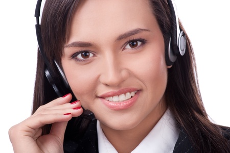 Woman Operator of call center with headsetの写真素材