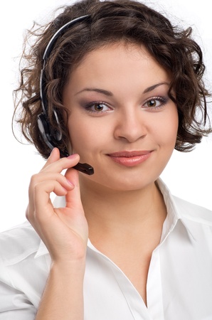 Woman Operator of call center with headsetの写真素材
