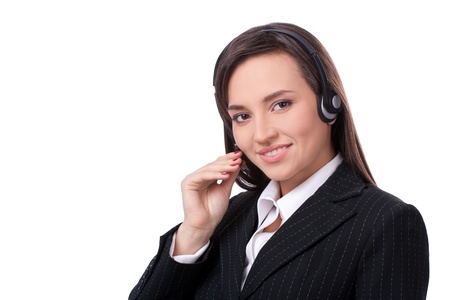 Woman Operator of call center with headsetの写真素材