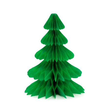 Paper christmas tree without decoration isolated on whiteの写真素材