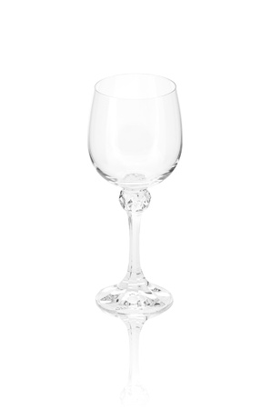 empty  elegant crystal wineglass with reflection, isolatedの写真素材