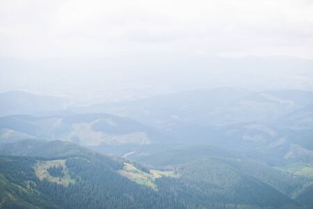 Blue horizon over Carpathia mountainsの写真素材