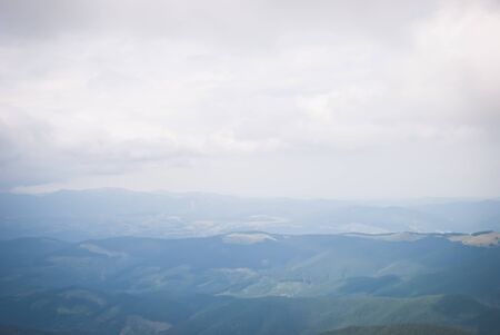 Blue horizon over Carpathia mountainsの写真素材