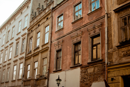 Cityscape in a sunny spring afternoon in a beautiful Eastern Europe's cityの写真素材