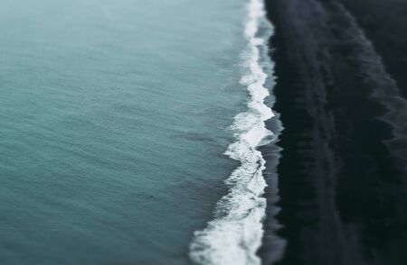 Splendid black sand beach in Vik, Icelandの写真素材