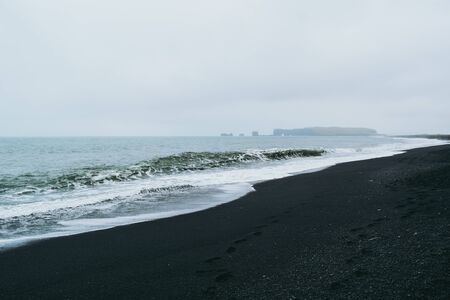 Iceland black sand coastの写真素材