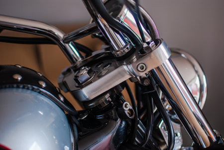 Closeup of chopper dashboard and gauges. Shiny chrome detailsの写真素材