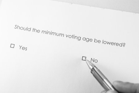 Should the minimum voting age be lowered? Noの写真素材