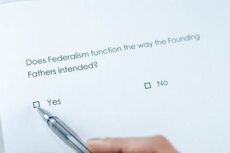 Survey question: Does Federalism function the way the Funding Fathers intended? Answer: Yes.の写真素材