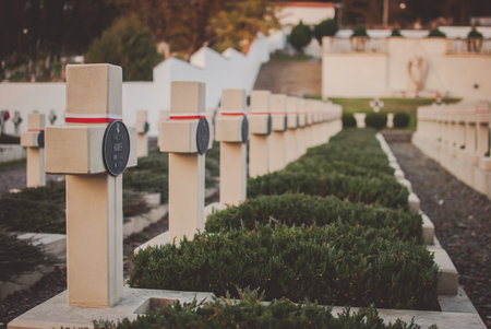 Lviv, Ukraine - October 18, 2017 - Memory to the Polish soldiers on the Lychakiv Cemetery.の写真素材