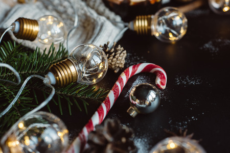 Christmas background with festive decorationの写真素材