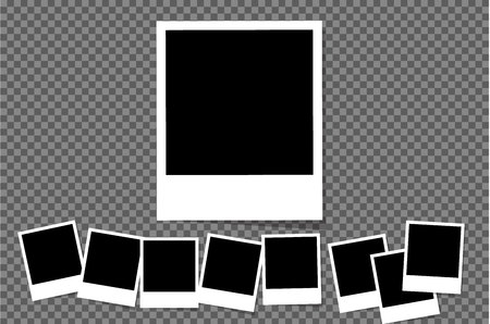 Set photo frames for publications. White plastic frame on a tranのイラスト素材