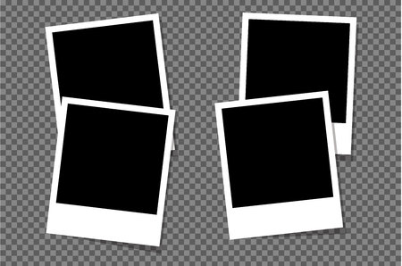 Set photo frames for publications. White plastic frame on a transparent background. Vector illustration. Photorealistic vector EPS10 template retro photo frameのイラスト素材