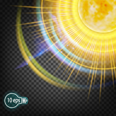 The cosmic glow of the sun star. In distant cosmos. The design concept for star nebulae isolated on a transparent background. VECTOR illustration in EPS. 10.のイラスト素材