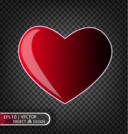 Vector Festive illustration of falling shiny red heart isolated on a transparent background.のイラスト素材