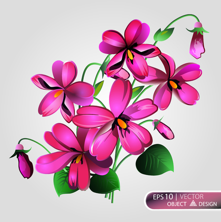 Violet Floral background is isolated on a white background. Vector illustrationのイラスト素材