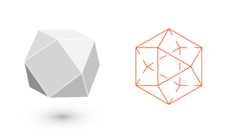 cuboctahedron is a geometric figure. Hipster Fashion minimalist design. Film solid bodies. cuboctahedron flat design vector illustration, fine art line. Vector illustration.のイラスト素材