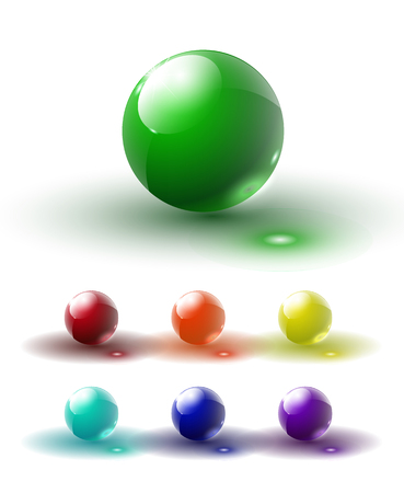 Set of multicolored glass buttons with shadowsのイラスト素材