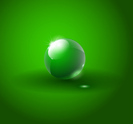 Shiny grean ball vector. Transparent vector object for design, layoutのイラスト素材