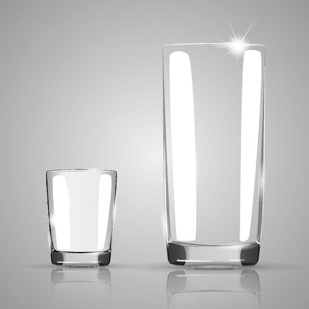 Set of transparent glasses goblets, Transparent photo realistic vector illustration.のイラスト素材