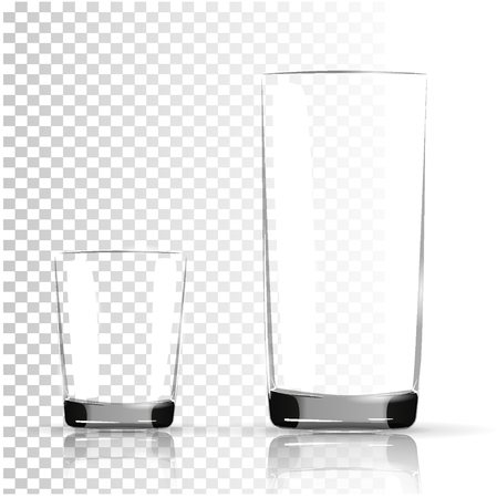 Set of transparent glasses goblets, Transparent photo realistic vector illustration.のイラスト素材