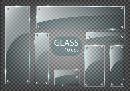 Vector modern transparent glass plates set on sample background.Illustration Eps10のイラスト素材