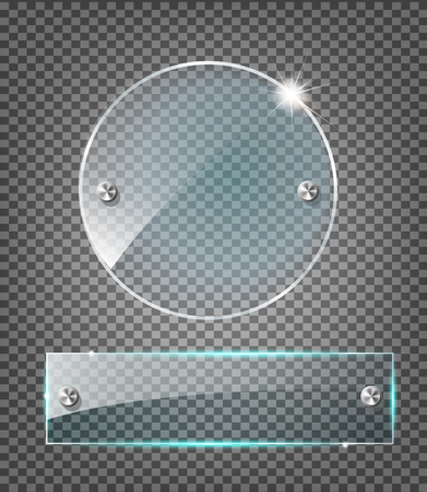 Vector modern transparent glass plates set on sample background.のイラスト素材