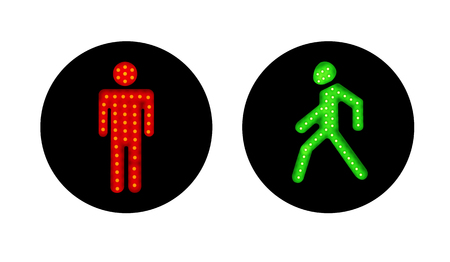 Pedestrian traffic lights red and green. Illustration on white backgroundのイラスト素材