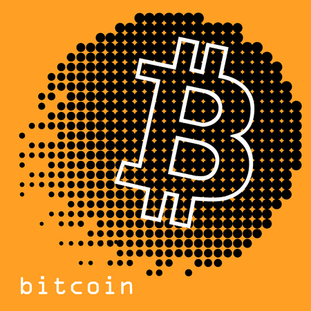 Bitcoin concept. Cryptocurrency logo sigh. Digital money. Block chain, finance symbol. Flat style vector illustrationのイラスト素材