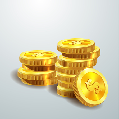 Vector Illustration of golden coins. Money isolated on white.のイラスト素材