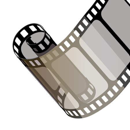 Isolated film with white background, 3D rendering. 3d film strip vector background designのイラスト素材