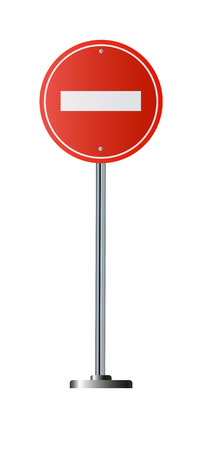 No Entry Sign, road traffic warning and pole, isolatedのイラスト素材