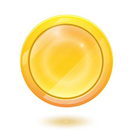 3d realistic gold coin icon. Vector illustration isolated on white backgroundのイラスト素材
