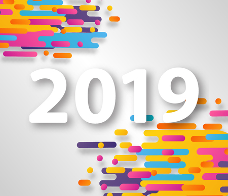 2019 Happy new year design card on hipster halftone background. Vector illustration.EPS 10.のイラスト素材