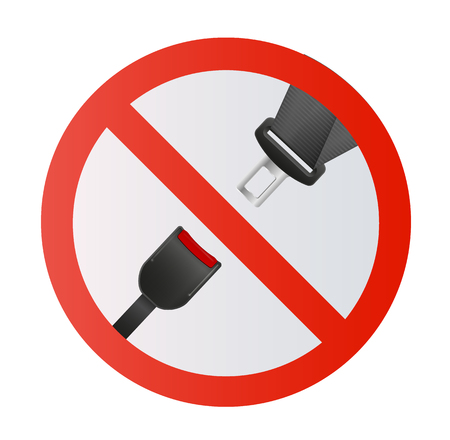 Seat Belt icon isolated on white background. Safety of movement on car, airplane. Vector illustration realistic design. Protection driver and passengers. Fastened buckle symbol.のイラスト素材