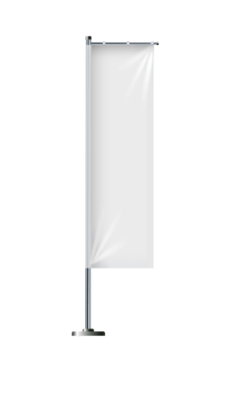Flag mockup. Banner flag templates. Set of vector advertising flags. Black and white blank vertical flags. Realistic vector illustration.のイラスト素材