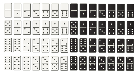 Black and white domino full set in flat design style.のイラスト素材