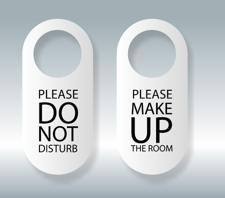 Door hanger.vector do not disturb and make up the room please hotel hanger signsのイラスト素材