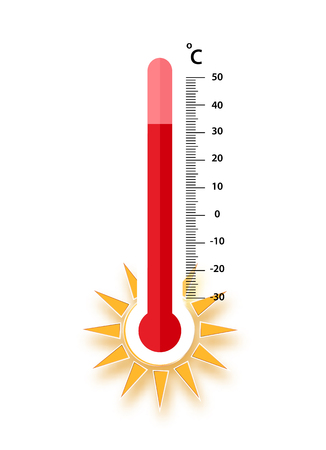 heat thermometer icon - vector measurement symbol hot, cold, weather illustration - Vector illustrationのイラスト素材