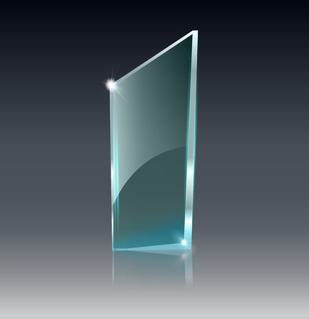 Glass transparent banner. Vector glass plates with a place for inscriptions isolated on transparent background. Flat glass. Realistic 3D design. Vector transparent object .のイラスト素材